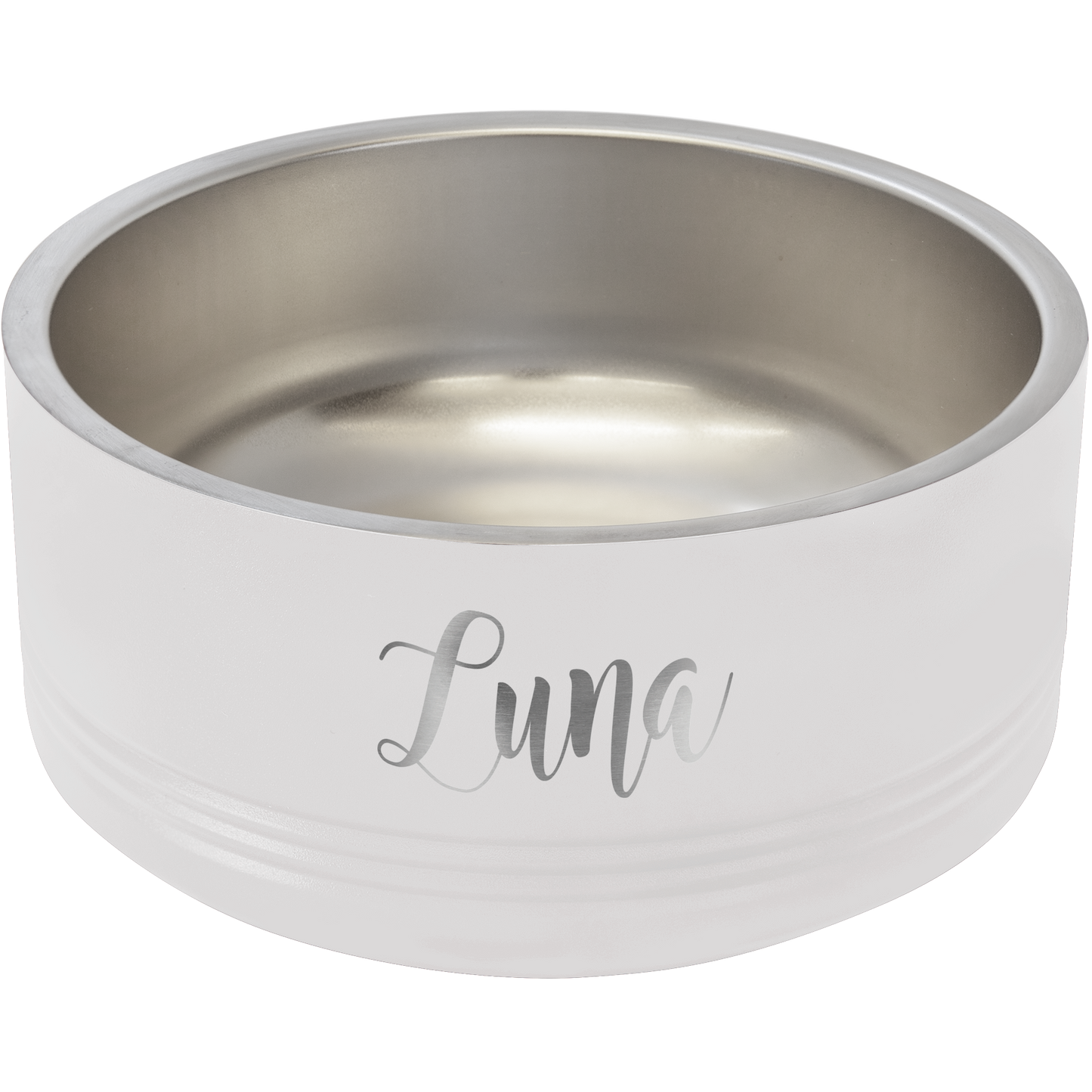 White 32 oz. Polar Camel Powder Coated Stainless Steel Dog Bowl