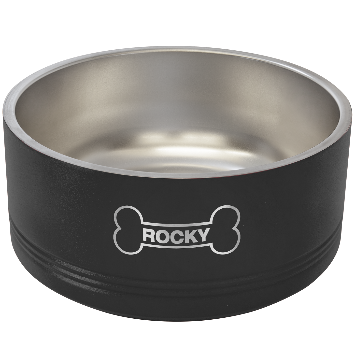 Black 64 oz. Polar Camel Powder Coated Stainless Steel Dog Bowl