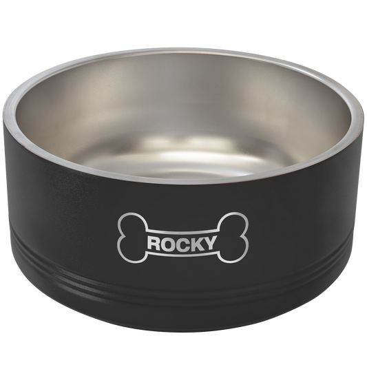 Black 64 oz. Polar Camel Powder Coated Stainless Steel Dog Bowl