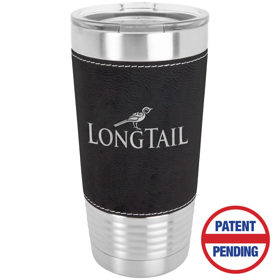 Black/Silver Polar Camel 20 oz. Leatherette Grip Tumbler