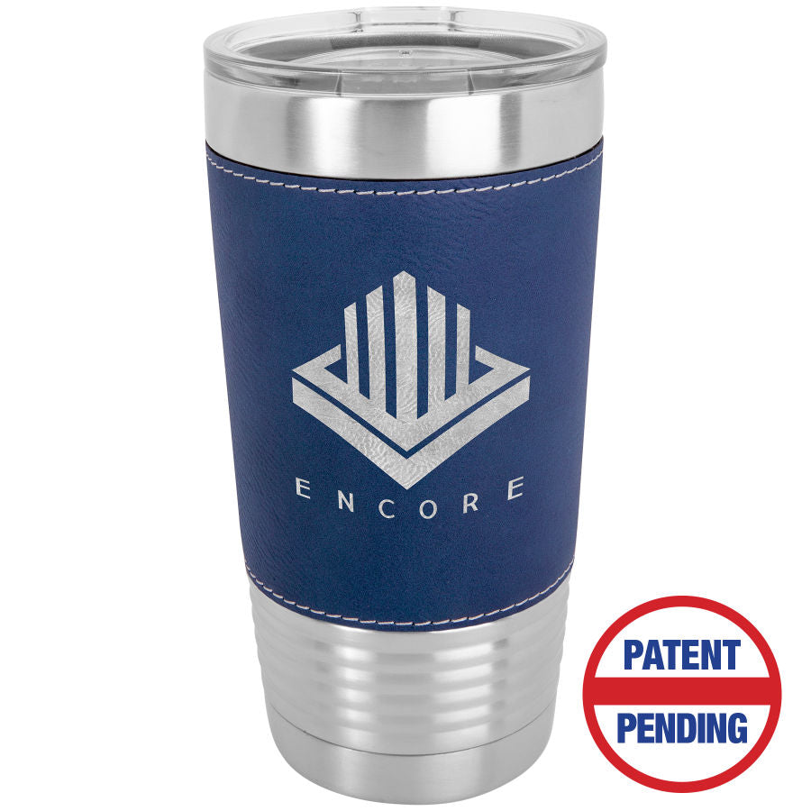 Blue/Silver Polar Camel 20 oz. Leatherette Grip Tumbler