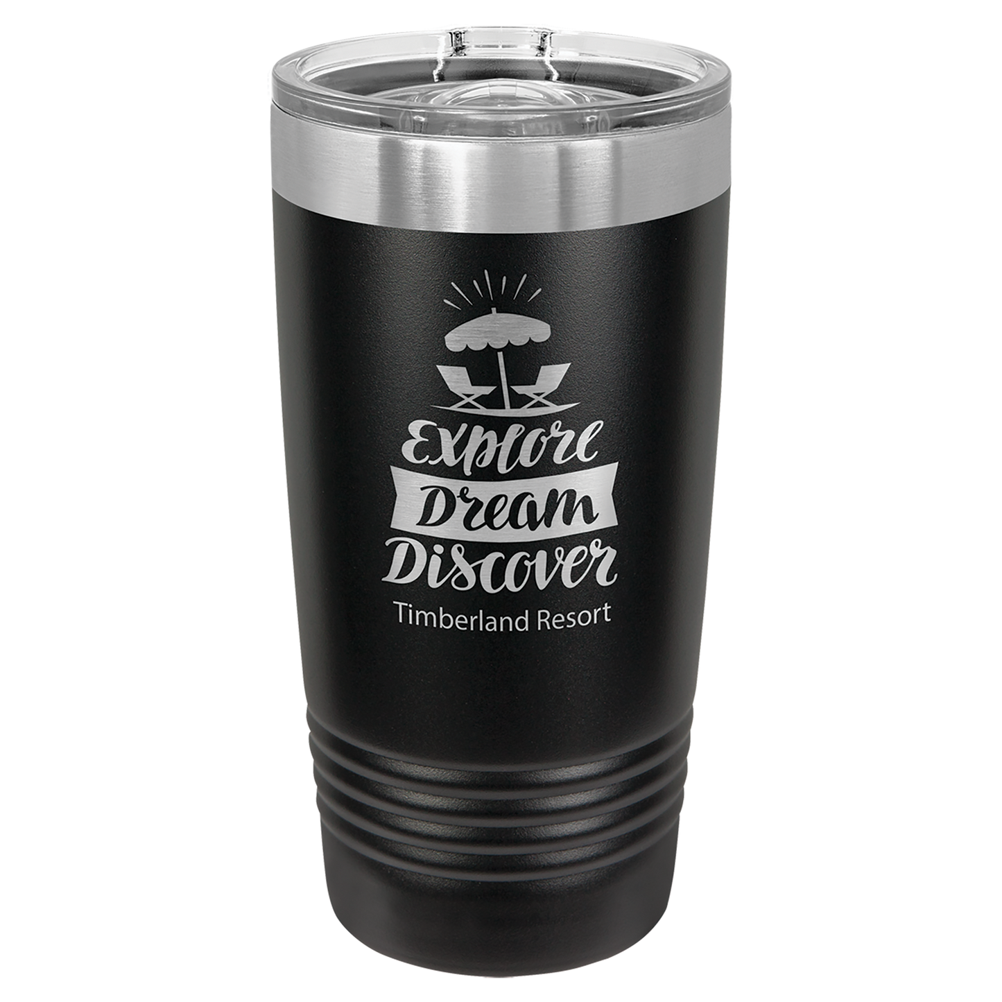 Black with Silver Ring 20 oz. Polar Camel Ringneck Tumbler with Slider Lid