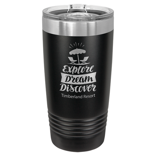 Black with Silver Ring 20 oz. Polar Camel Ringneck Tumbler with Slider Lid