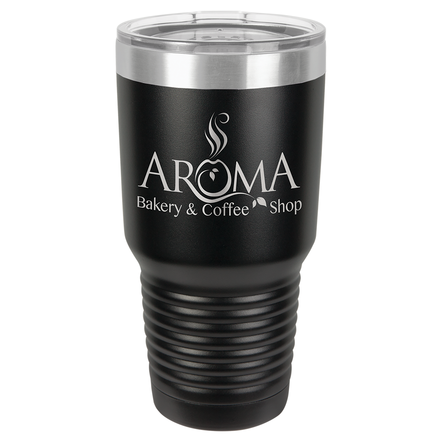 Black with Silver Ring 30 oz. Polar Camel Ringneck Tumbler with Lid