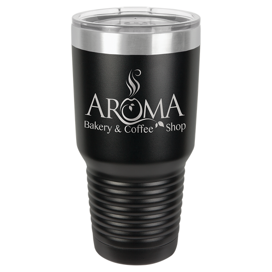 Black with Silver Ring 30 oz. Polar Camel Ringneck Tumbler with Lid