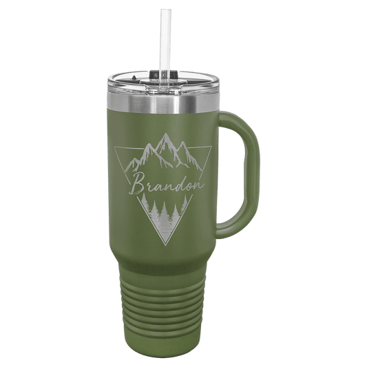 Polar Camel 40 oz. Olive Green Travel Mug with Handle, Straw Included