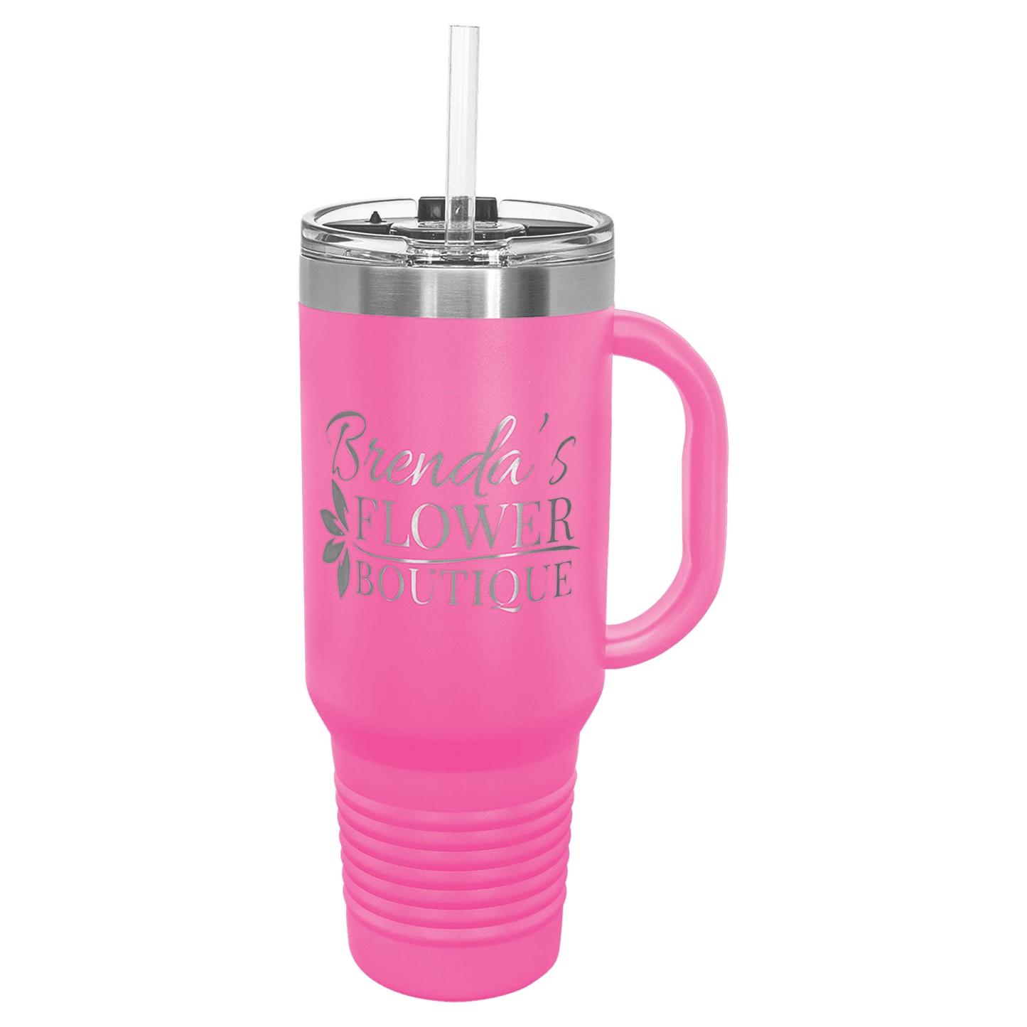 Polar Camel 40 oz. Pink Travel Mug with Handle, Straw Included