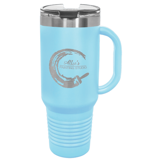 Polar Camel 40 oz. Light Blue Travel Mug with Handle, Straw Included