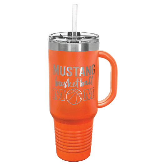 Polar Camel 40 oz. Orange Travel Mug with Handle, Straw Included