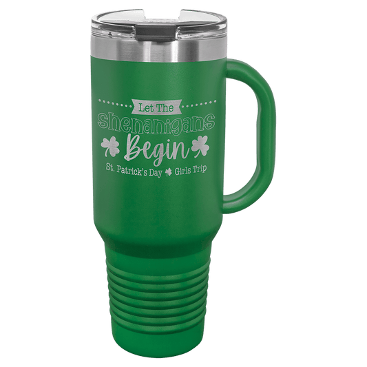 Polar Camel 40 oz. Green Travel Mug with Handle, Straw Included