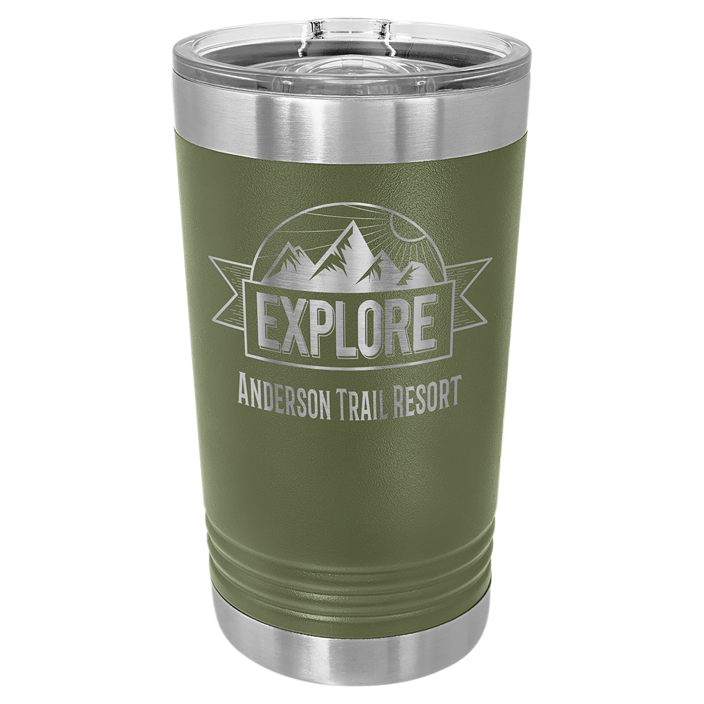 Olive Green Polar Camel Pint with Clear Slider Lid