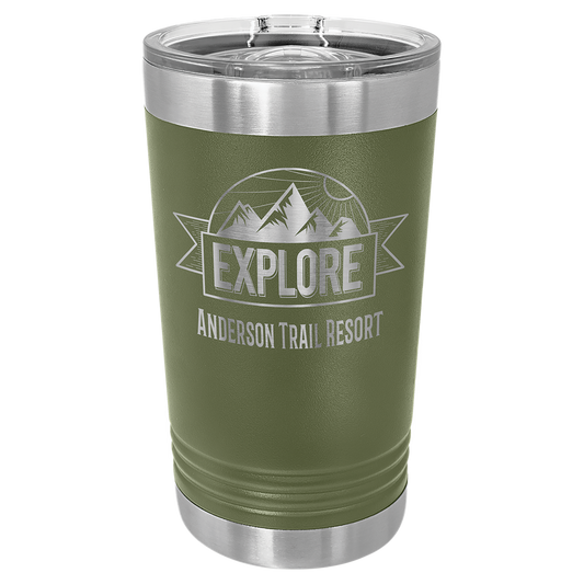 Olive Green Polar Camel Pint with Clear Slider Lid