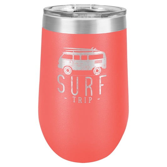 Coral 16 oz. Polar Camel Stemless Tumbler with Clear Lid