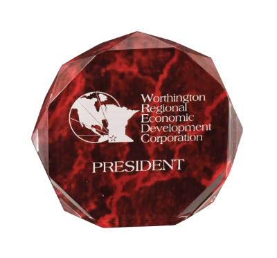 6" Red Marble Octagon Premier Acrylic