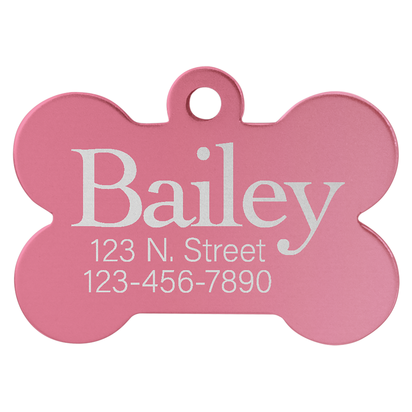 Pink Anodized Aluminum Bone Pet Tag