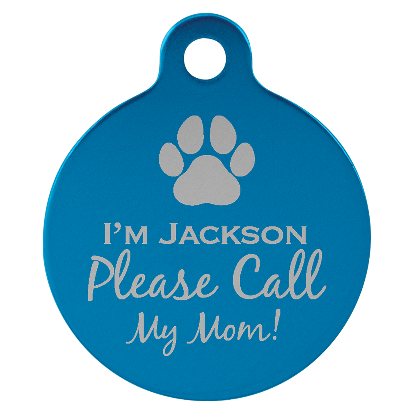 Blue Anodized Aluminum Round Pet Tag