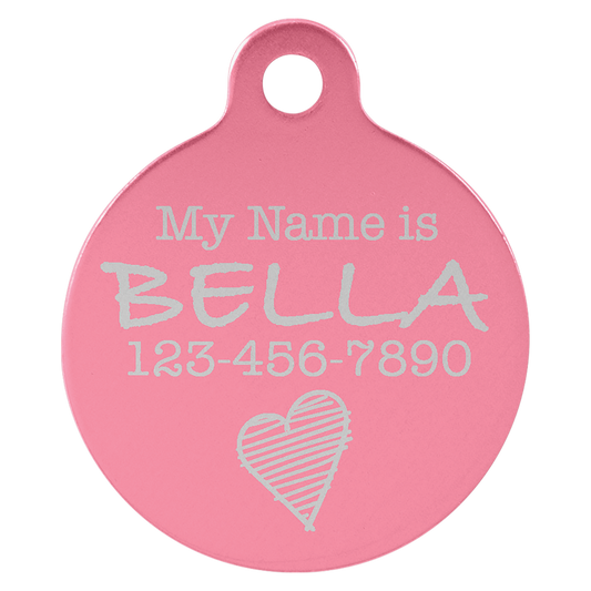 Pink Anodized Aluminum Round Pet Tag