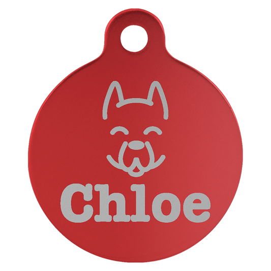 Red Anodized Aluminum Round Pet Tag