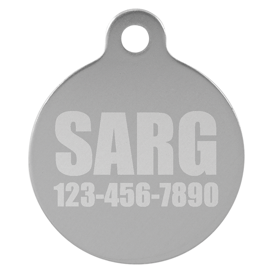 Silver Anodized Aluminum Round Pet Tag