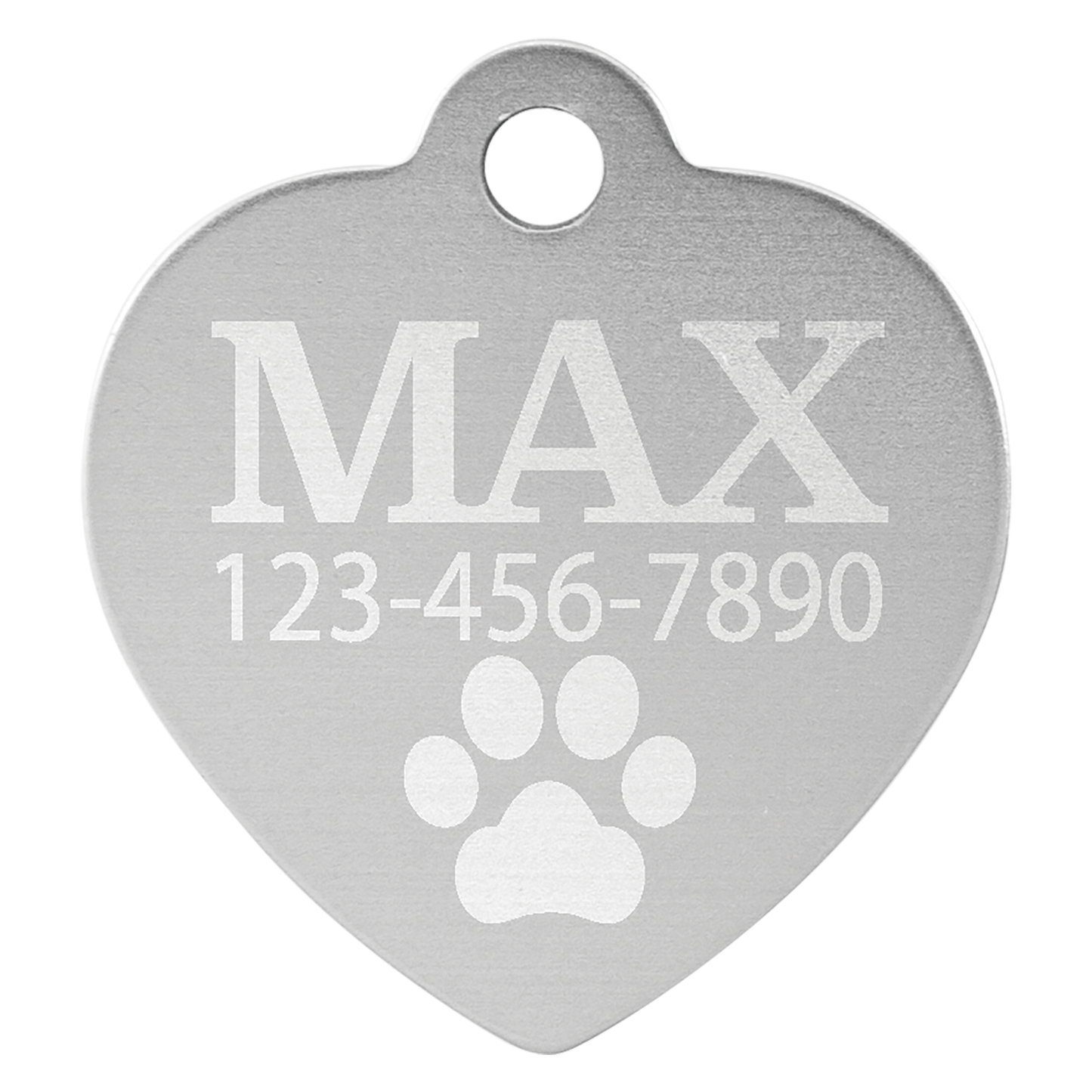 Silver Anodized Aluminum Heart Pet Tag