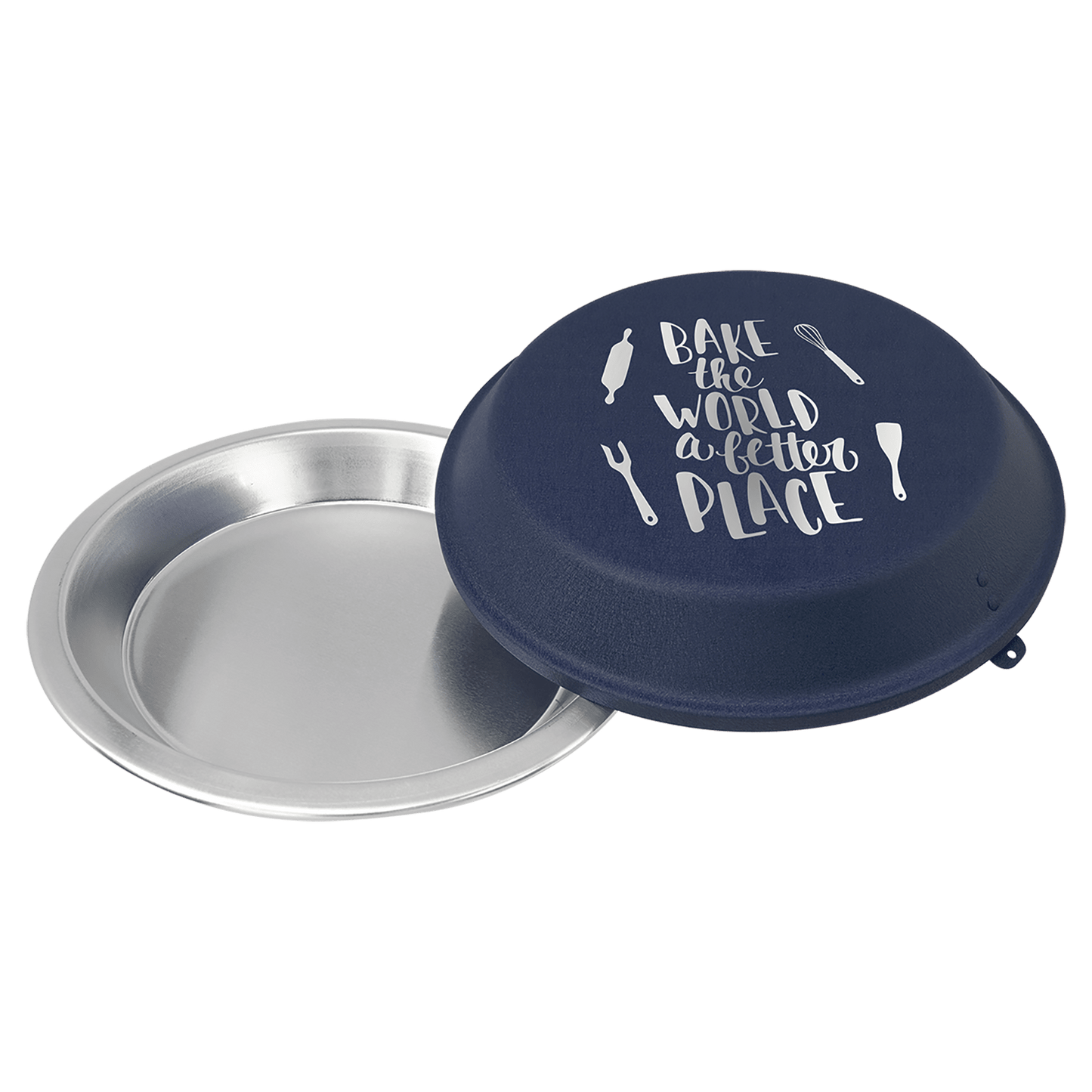 9" Aluminum Pie Pan with Navy Blue Lid