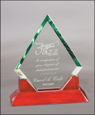 9 1/2" Diamond Premier Jade Glass with Rosewood Piano Finish Base