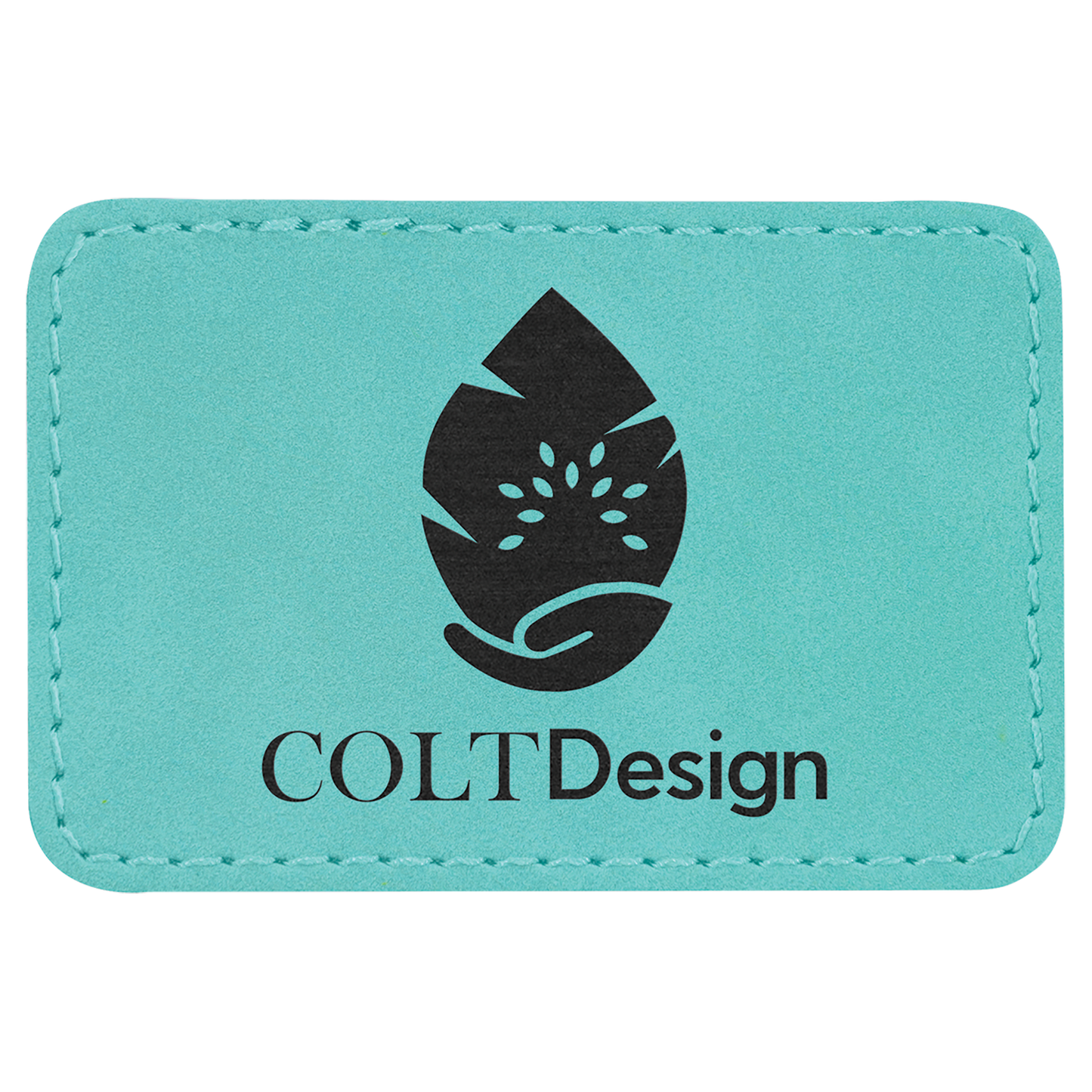 Rectangle Teal Laserable Leatherette Patch with Adhesive