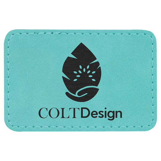 Rectangle Teal Laserable Leatherette Patch with Adhesive