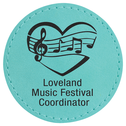 Round Teal Laserable Leatherette Patch with Adhesive