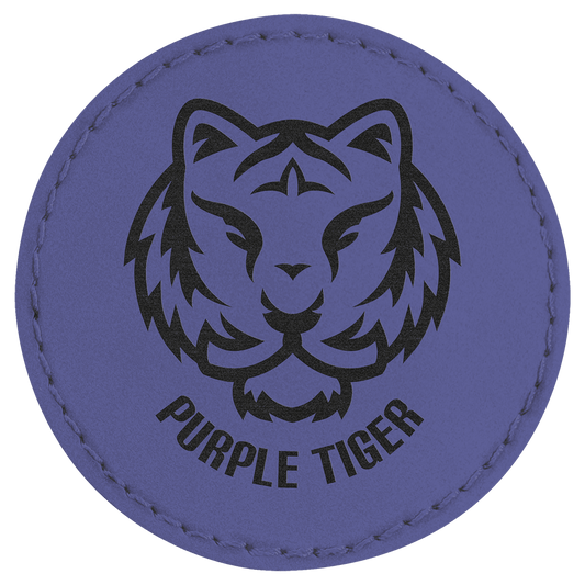 2 1/2" Round Purple Laserable Leatherette Patch with Adhesive