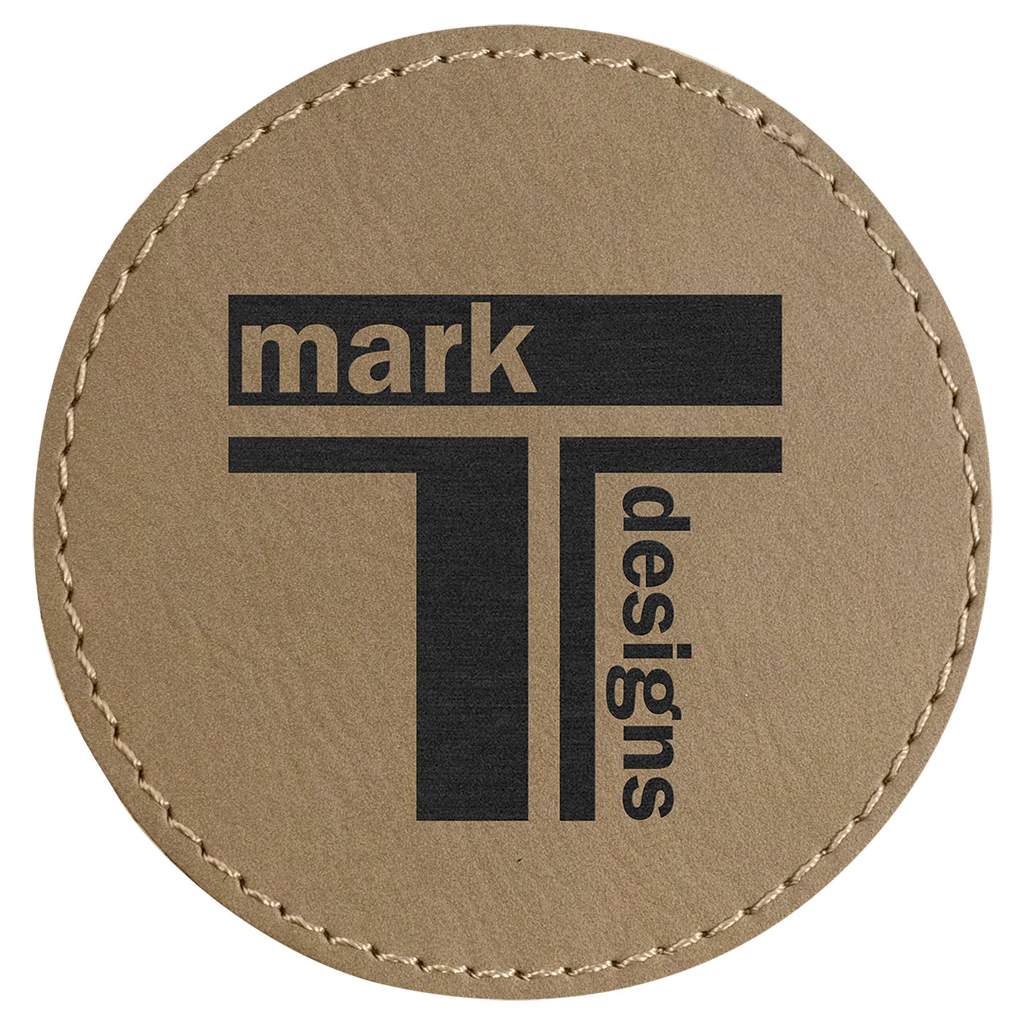 3" Light Brown Round Leatherette Patch with Adhesive