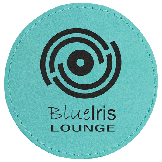 3" Round Teal Laserable Leatherette Patch with Adhesive