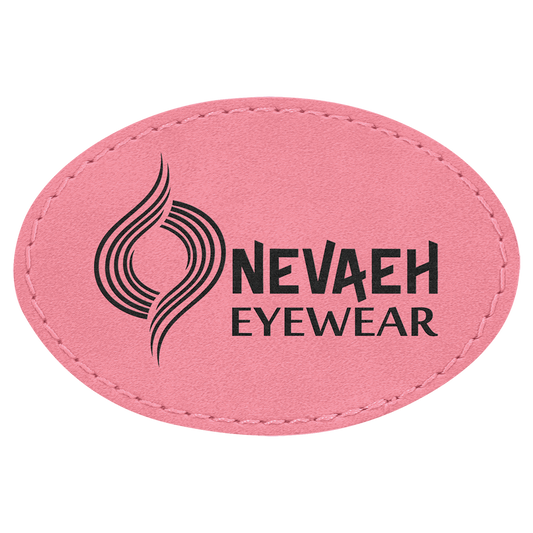 Oval Pink Laserable Leatherette Patch with Adhesive