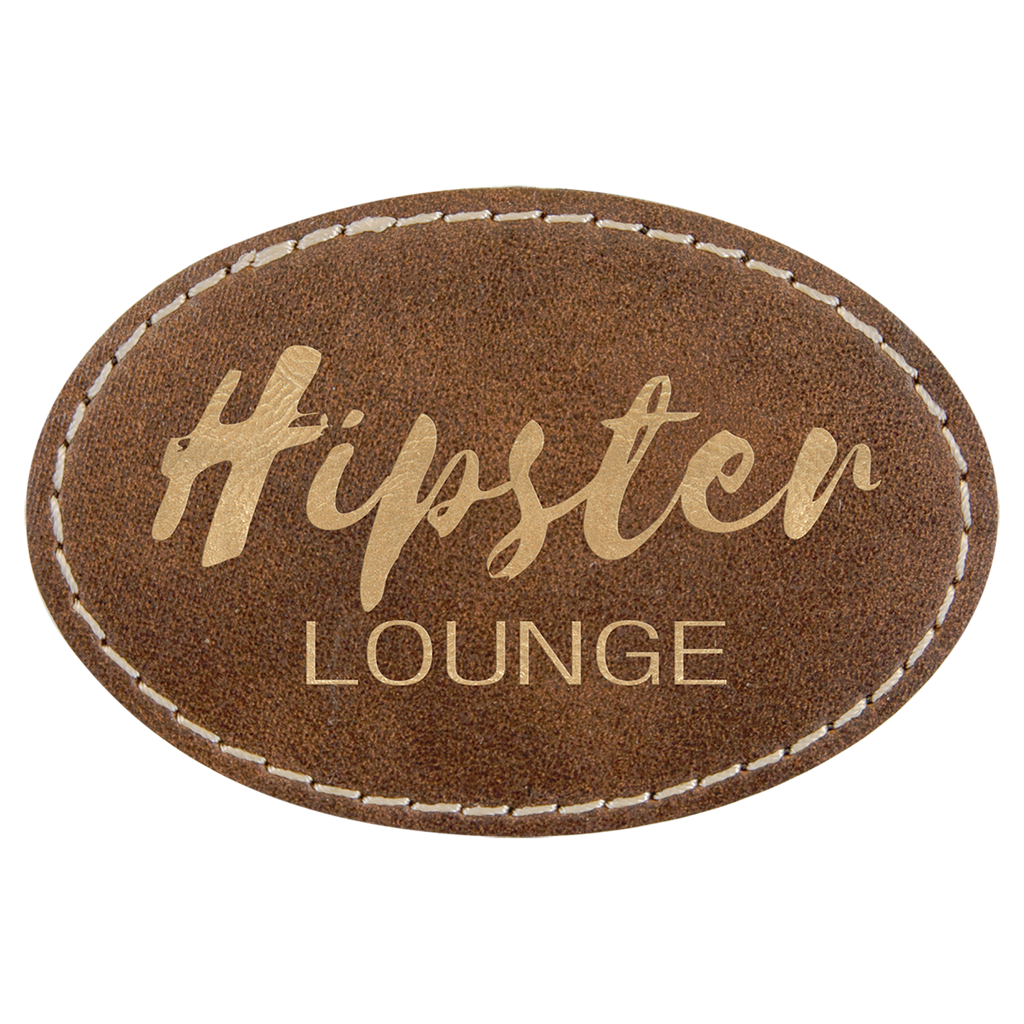 Oval Rustic/Gold Laserable Leatherette Patch with Adhesive