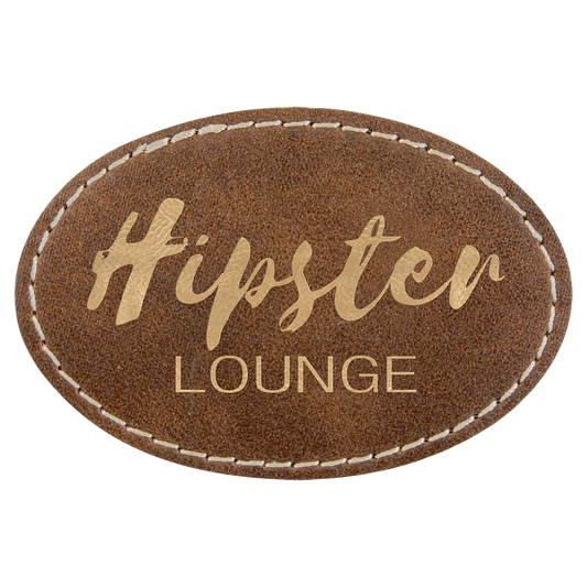 Oval Rustic/Gold Laserable Leatherette Patch with Adhesive