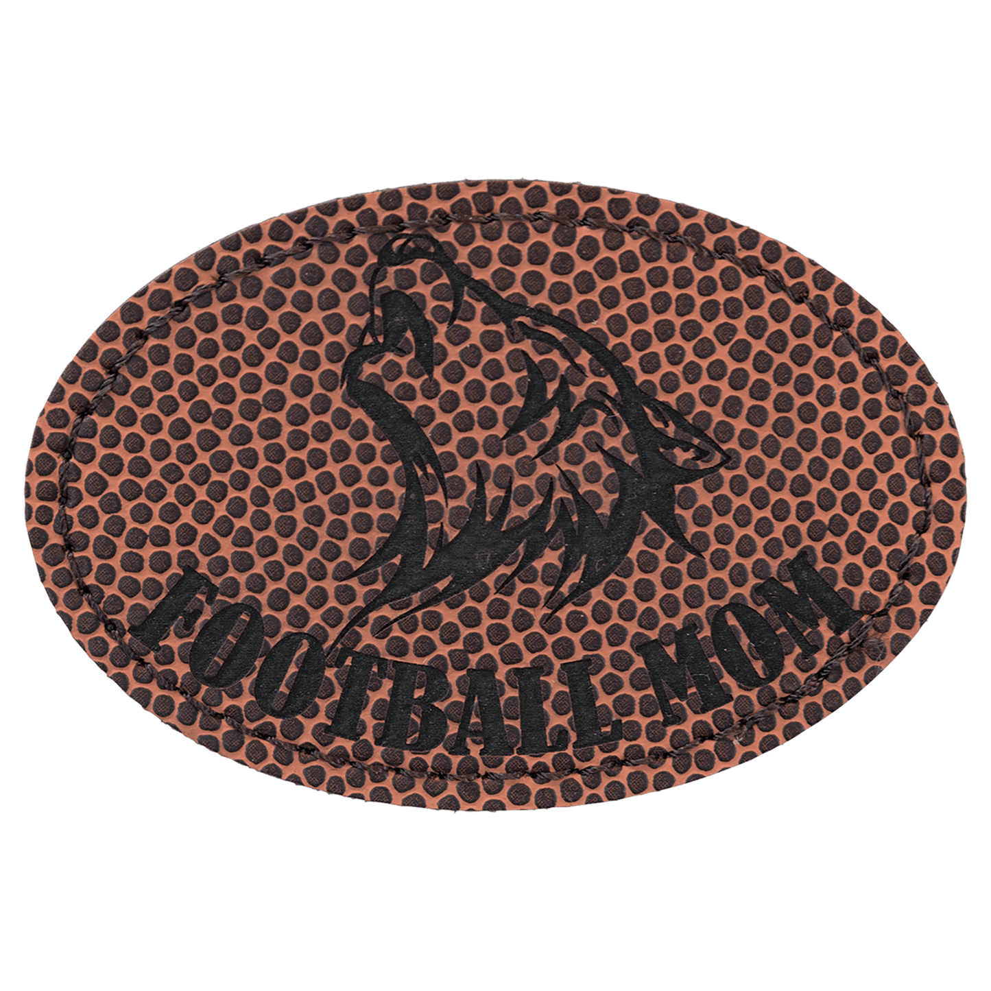 3" x 2" Oval Football Laserable Leatherette Patch with Adhesive