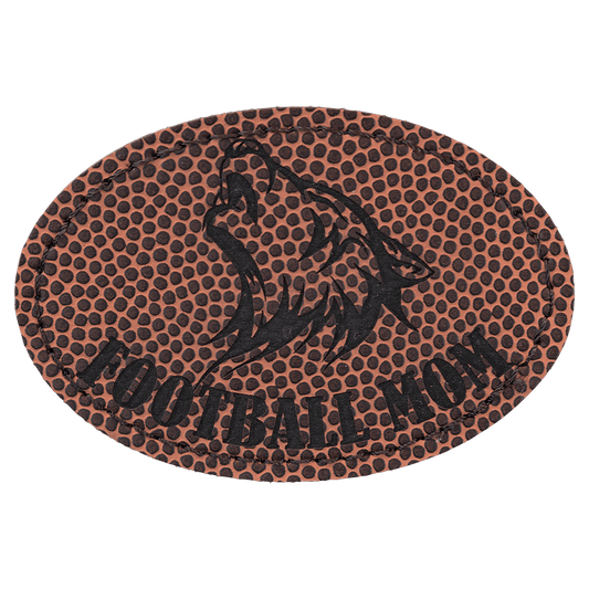 3" x 2" Oval Football Laserable Leatherette Patch with Adhesive