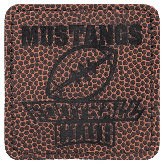 2 1/2" x 2 1/2" Square Football Laserable Leatherette Patch with Adhesive