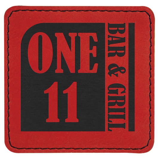 3" x 3" Square Red Laserable Leatherette Patch with Adhesive