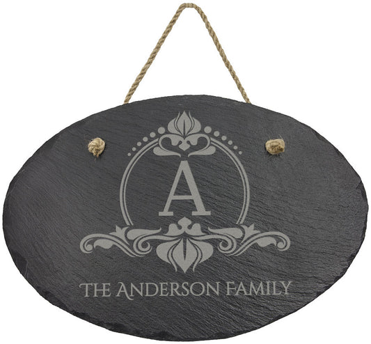 11 3/4" x 7 3/4" Oval Slate Decor with Hanger String