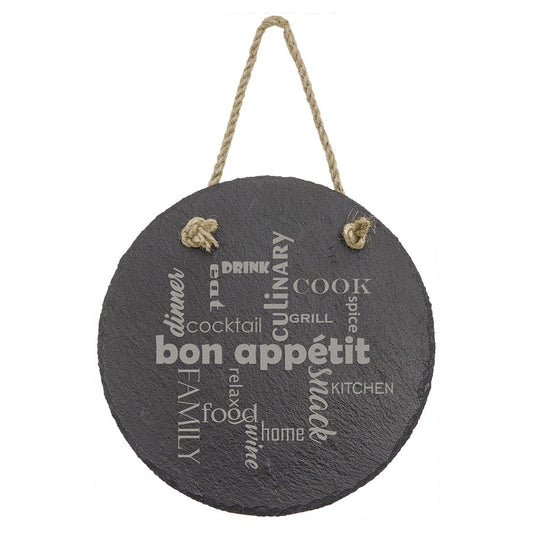 7" Round Slate Decor with Hanger String