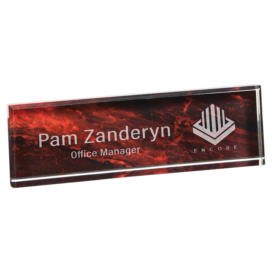 Red Marble Acrylic Name Bar