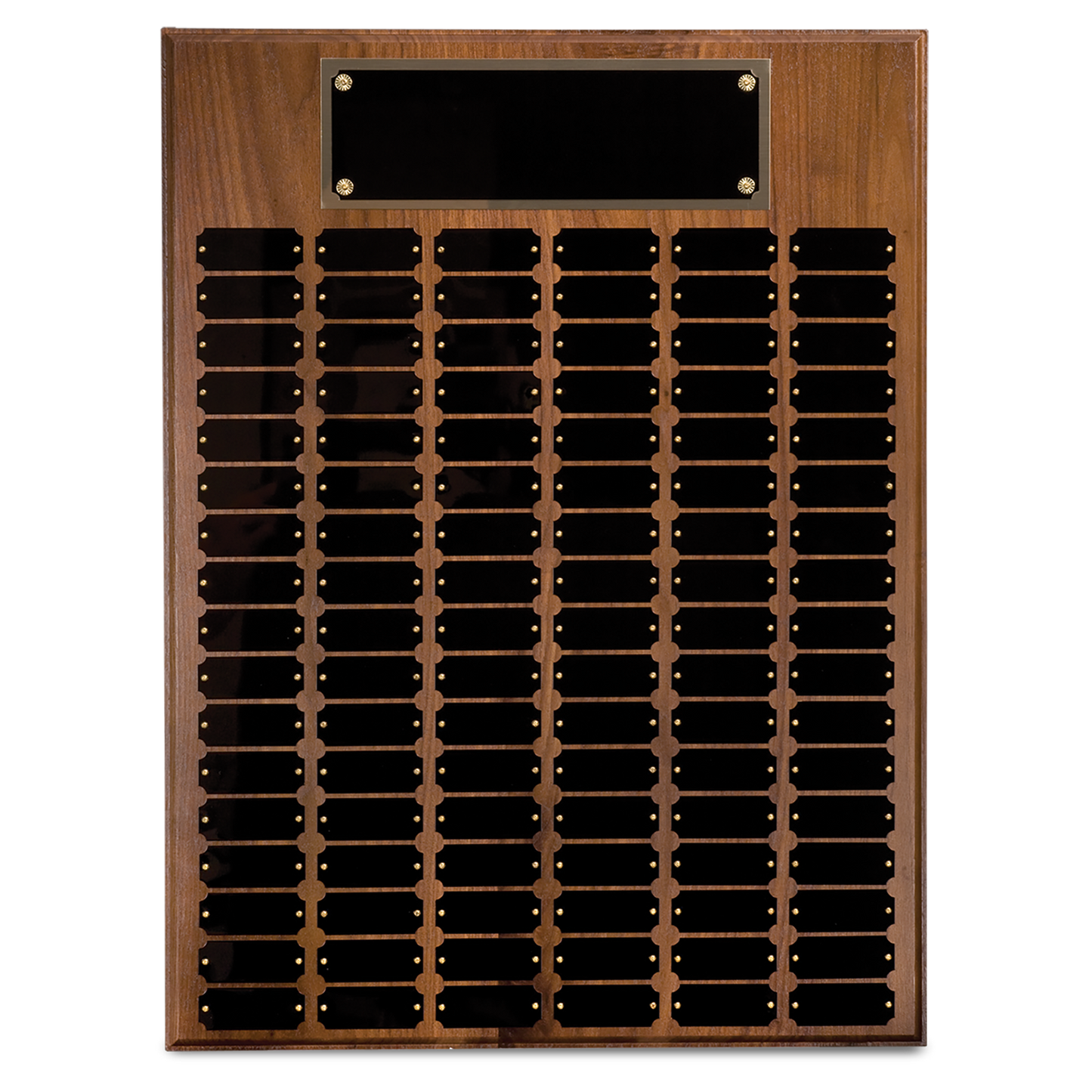 Genuine Walnut Step Edge Perpetual Plaque with 102 Plates