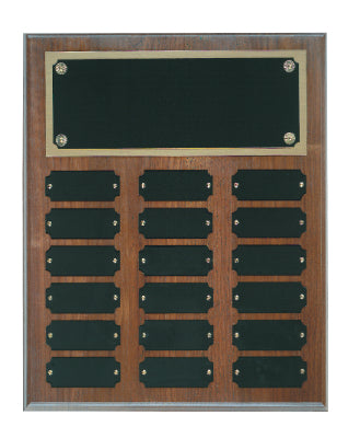 Genuine Walnut Step Edge Perpetual Plaque with 18 Plates