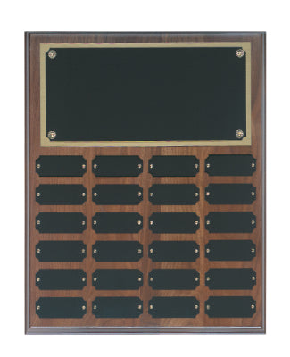 Genuine Walnut Step Edge Perpetual Plaque with 24 Plates