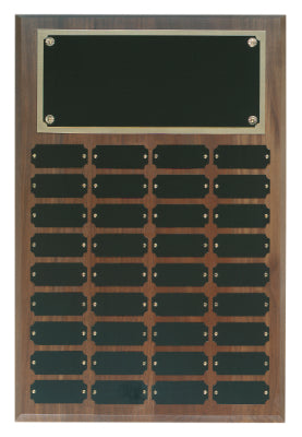 Genuine Walnut Step Edge Perpetual Plaque with 36 Plates