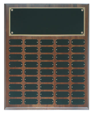 Genuine Walnut Step Edge Perpetual Plaque with 45 Plates