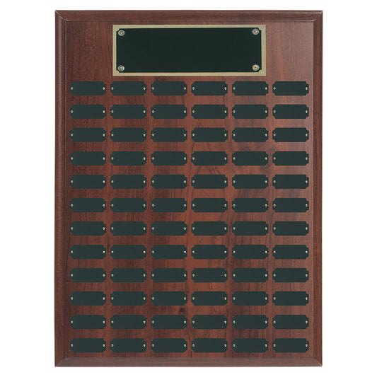 Genuine Walnut Step Edge Perpetual Plaque with 72 Plates